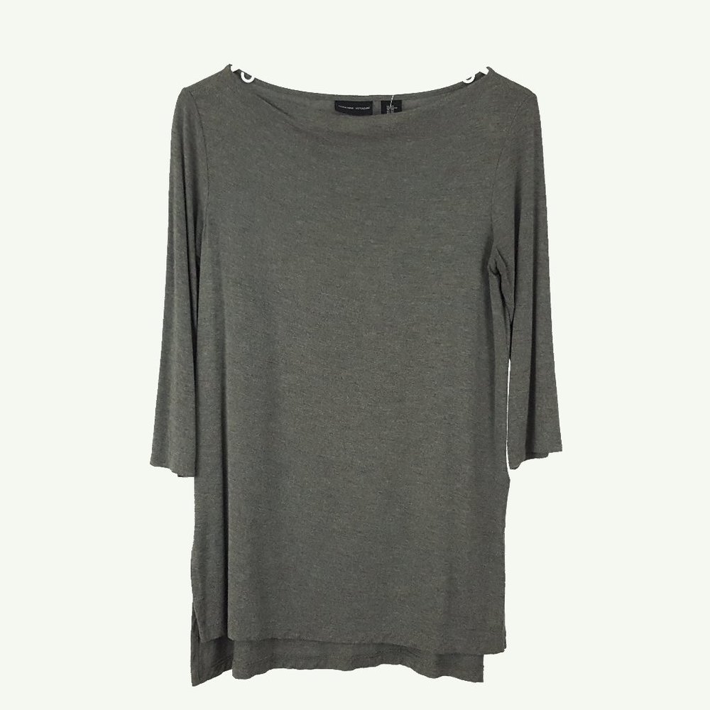 Adrienne Vittadini Soft Stretch Knit Tunic Top Women's Size XS Solid Gray
